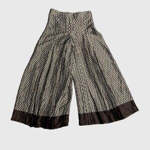 NWT Zara Women’s Printed High Rise Pleated Flowy Culottes Pants Brown XS